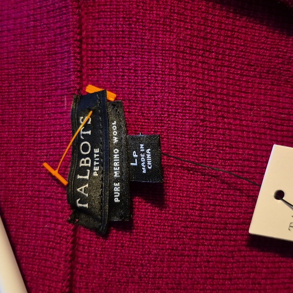 Talbot Pure Merino Wool Cardigan Jacket Sz.LP NWT Burgundy - Picture 6 of 8